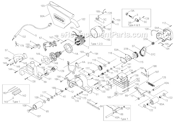 Page A Diagram and Parts List for Type 3 Porter Cable Sander Polisher